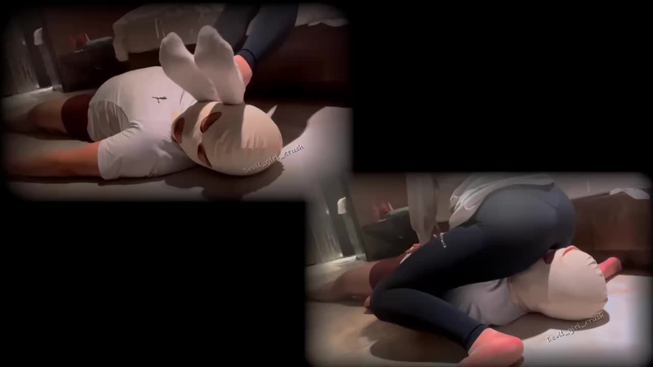 韩国女王 devil 瑜伽裤 运动鞋 白袜 船袜 超薄肉丝 裤里丝 调教 踢裆 踩头 舔脚 足交