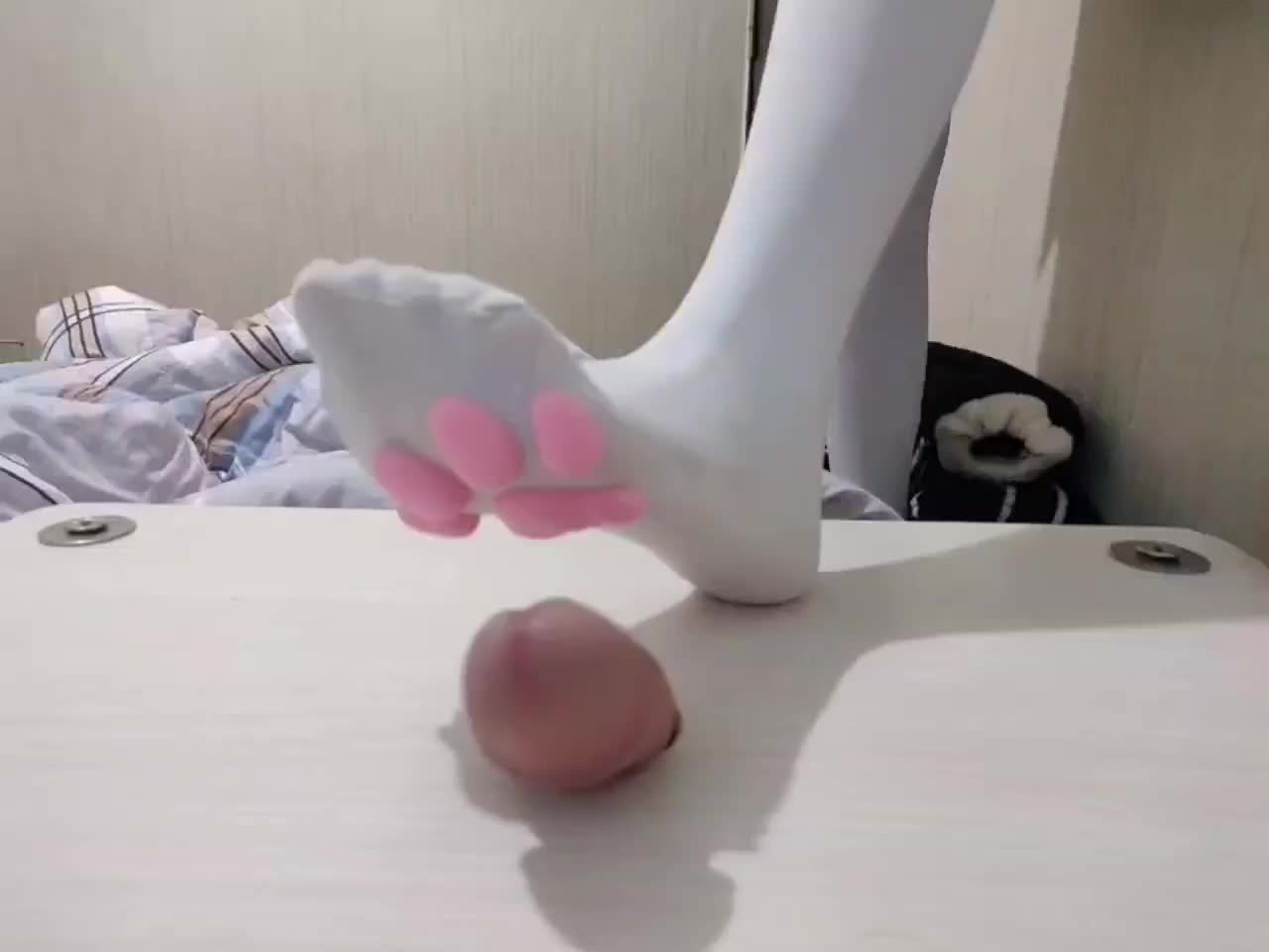 jk 猫爪过膝袜 隔板 踩鸡 足交