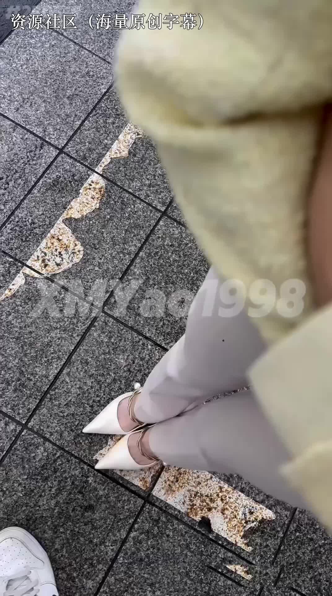 高跟 休闲裤 冰丝短袜 户外 公交车最后一排 打飞机 射鞋