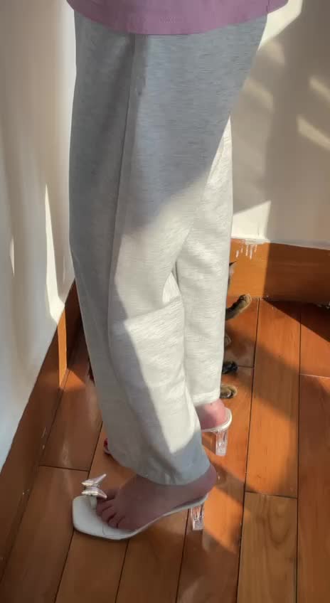 休闲裤 透明高跟 裸足 秀足