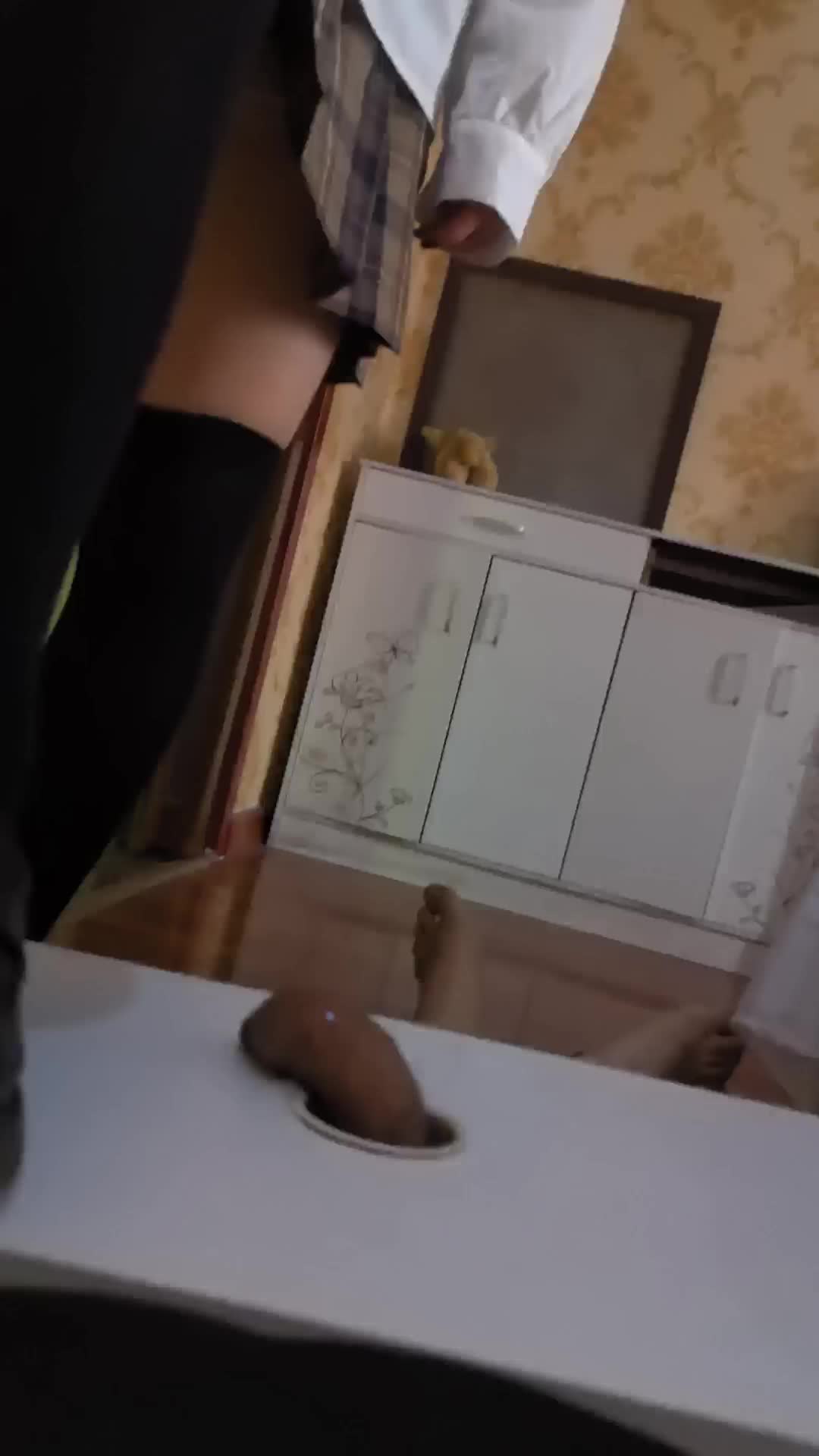 jk 黑过膝袜 制服鞋 隔板 踩鸡 鞋交